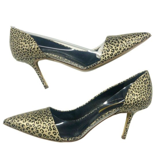 Rupert Sanderson Leopard Leather PVC Clear Side Heeled Pumps Womens Size 39.5 - Picture 3 of 11